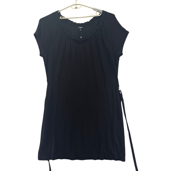 Talbots Belted Midi Dress Black Short Cap Sleeve Stretch Pullover Size 3X - Picture 2 of 10